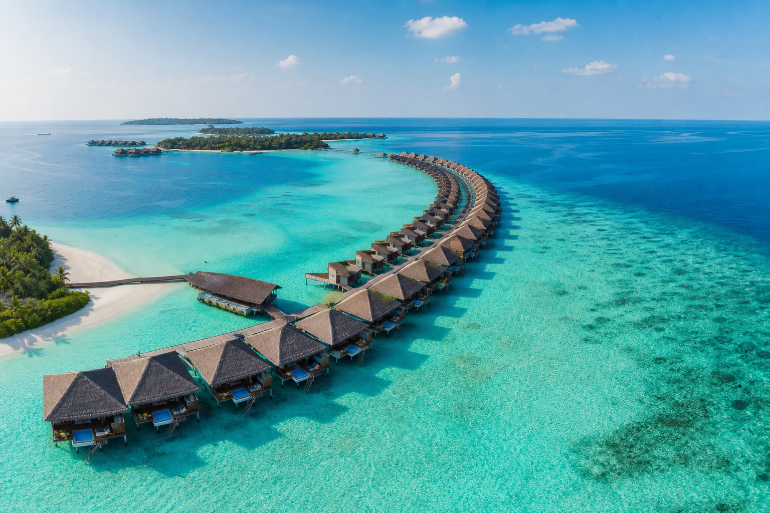 Maldives turquoise lagoon and islands