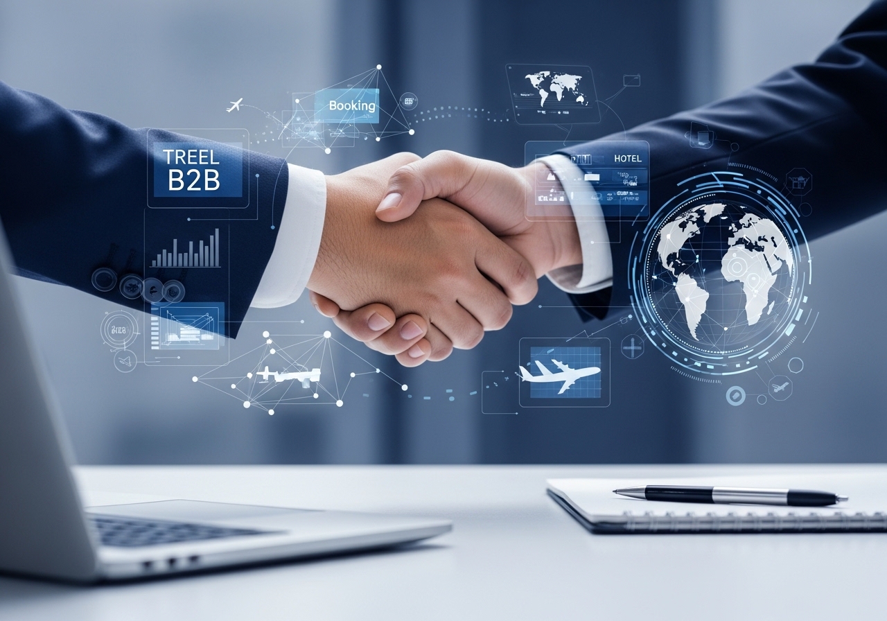 Business partners shaking hands — FBN Travel B2B partnership for agencies, DMCs, hotels and travel technology distribution